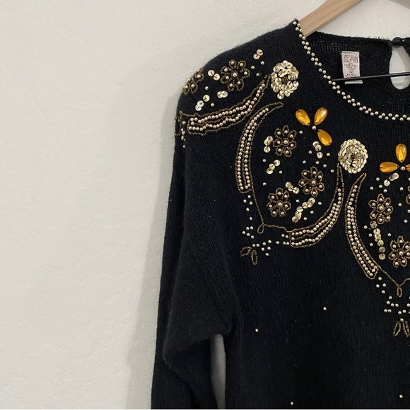 Karen Scott Women’s M Embroidered Sequin Pullover Angora Blend Sweater Dress - Picture 4 of 5